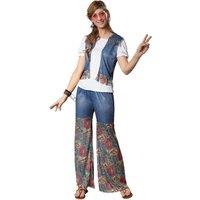 tectake Women's Groovy Glower Costume in Blue | Size: 2XL