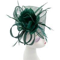 Vellin Women's Feather & Mesh Flower Fascinator with clip & hair band in Green