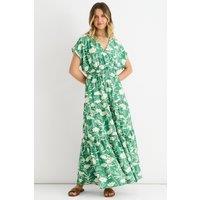 Gini London Women's Green Floral Elastic Waist Maxi Dress | Size: 10