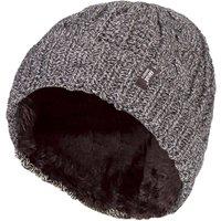 Heat Holders Women's Cable Turnover Warm Thermal Beanie Hat in Grey