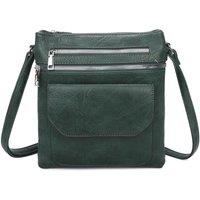 Fontanella Fashion Women's Yon Triple Zipped & One Flapped Pockets PU Messenger Bag in Emerald