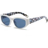 PEACH ACCESSORIES Women's Retro Cat-Eye Sunglasses with Animal Print Arms in White
