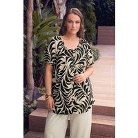 Evans Women's Premium Linen Leaf Print Blouse | Size: 30-32