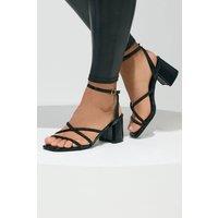 Yours Women's Diamante Asymmetric Block Heels In Wide E Fit in Black | Size: 8E