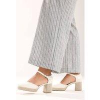Yours Women's Espadrille Platform Block Heels In Extra Wide EEE Fit in White | Size: 5EEE