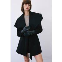 RUE Women's Black Faux Leather Gloves with Accessory Detail