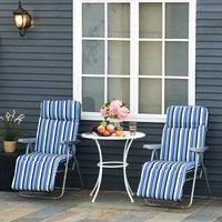OUTSUNNY Set of 2 Adjustable Sun Lounger Recliner Reclining Seat in Blue