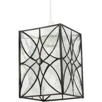 Happy Homewares Cathedral Style Glass Pendant Light Shade with Textured Glass Panels in Clear