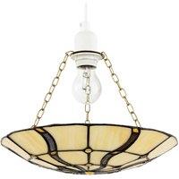 Happy Homewares Amber Toned Circular Tiffany Stained Glass Pendant Ceiling Light Shade