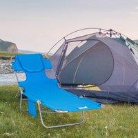 OUTSUNNY Sun Lounger with Reading Hole, Folding Garden Lounger in Blue