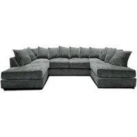 SNUG FURNITURE BIRMINGHAM LTD Ashton Chenille 6 Seater Scatter Back U Shaped Corner Sofa in Grey