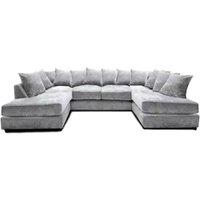 SNUG FURNITURE BIRMINGHAM LTD Ashton Chenille 6 Seater Scatter Back U Shaped Corner Sofa in Silver