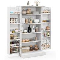 Gymax kitchen Pantry Cabinet Food Cabinet With Adjustable Shelves & 2 Doors in White