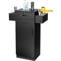 Gymax Beauty Salon Storage Cabinet Locking Beauty Styling Equipment Station in Black