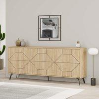 Decortie 6-Doors Push-to-open Doors Sideboard 'Dune' with Metal Legs 183cm in Natural | Size: 3 Pack