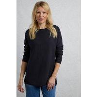 Weird Fish Women's Dalla Knitted Crew Neck Jumper in Dark Navy | Size: 12