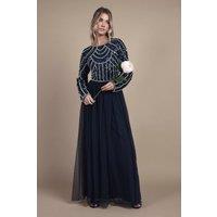 Coast Women's Teen Pearl Embellished Bodice Bridesmaid Tulle Skirt Dress in Navy | Size: 14-15 Years