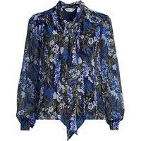 Lands' End Women's Chiffon Blouse with Removable Neck Tie in Navy | Size: 20-22