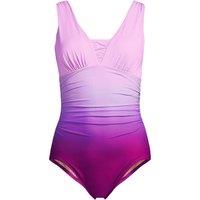 Lands' End Women's Grecian V-neck Slender Swimsuit in Purple | Size: 18