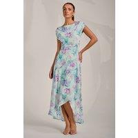 Jolie Moi Women's Asymmetric Draped Mesh Maxi Dress | Size: 22