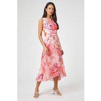 Roman Women's Floral Print Fit & Flare Pleated Dress in Pink | Size: 18