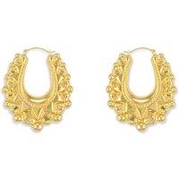 Jewelco London Women's Gold-plated Silver Oval Pear Spikey Bead Creole Earrings 31mm in Gold