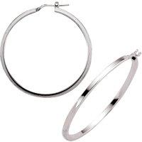 Jewelco London Women's Silver Round Tube Polished Hoop Earrings 45mm