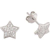 Jewelco London Women's Silver CZ Star Stud Earrings