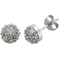 Jewelco London Women's Silver CZ Disco Ball Stud Earrings