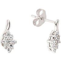Jewelco London Women's Silver CZ Wave Cluster Drop Earrings