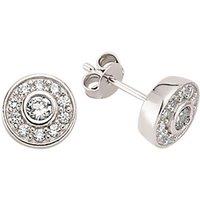 Jewelco London Women's Silver CZ Flat Halo Stud Earrings