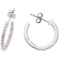 Jewelco London Women's Silver CZ Eternity Hoop Earrings 16mm
