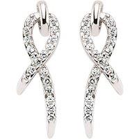 Jewelco London Women's Silver CZ Ribbon Stud Earrings