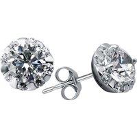 Jewelco London Women's Silver CZ Illusion Halo Stud Earrings