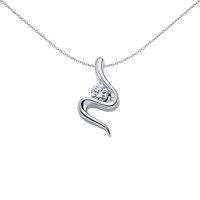 Jewelco London Women's Sterling Silver CZ Slithering Elegant Snake Twirl Charm Necklace