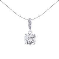Jewelco London Women's Silver CZ Solitaire Pendant Necklace