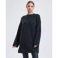 Alse Studio Women's Soft Oversized Long Jumper Knitted Dress in Dark Grey | Size: Large/XL