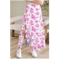 Everyday The Label Women's Rose Boho Floral High Waist Ruffle Split Maxi Skirt | Size: Small
