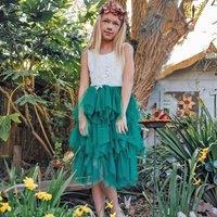 UK Flower Girl Boutique Girl's Boho Dreams Tutu Dress in Dark Green | Size: 3-4 Years