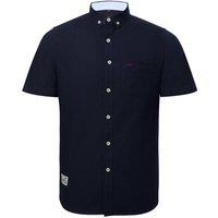 MODISHION Men's Casual Button-Down Shirt with Chest Pocket in Dark Navy | Size: 2XL