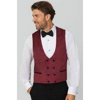 Dobell Men's Burgundy Paisley Velvet Double Breasted Tuxedo Waistcoat | Size: 4XL