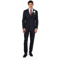 XPOSED Men's Neil Tailored 3-Piece Suit with Pinstripes - Stylish Formal Attire in Black | Size: 42R