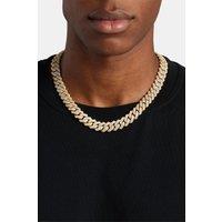 Cernucci Men's 14mm Iced Prong Link Chain - Gold in Metallic Gold | Size: 22 inches