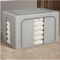 Living and Home Metal Frame Fabric Storage Box Clothes Organizer with Window in Pale Grey | Size: XL