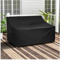 H&O Direct Outdoor Oxford Waterproof 2 Seater Garden Bench Cover Furniture Protector with Drawstrings, 134cm W x 66 D x 89cm H in Black