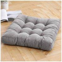 H&O Direct Square Tufted Seat Cushion Thicken Corduroy Meditation Pillow Floor Cushion in Grey