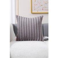 H&O Direct Grey Plush Sofa Throw Pillow with Striped Pillowcase
