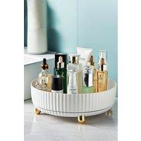 Living and Home 28CM All-purpose Turntable-style Material Storage Spinning Fruit Plate Skincare Cosmetic Organizer in White