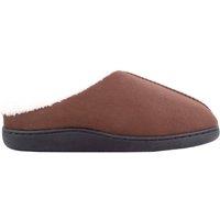 ABSOLUTE FOOTWEAR Men's Mason, Slip On Mule Slipper with Faux Fur Inner & Stitch Design in Dark Brown | Size: 6-7