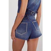 NastyGal Women's Pearl Denim Short in Authentic Midwash | Size: 8